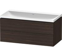 Duravit L-Cube conjunto en c suspendido, 2 cajones, sin rebosadero, sin agujero para grifo, 1000x480x480mm, LC6952N69690000, Color: Nogal cepillado Chapa de madera auténtica