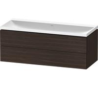 Duravit L-Cube conjunto en c suspendido, 2 cajones, sin rebosadero, sin agujero para grifo, 1200x480x480mm, LC6953N69690000, Color: Nogal cepillado Chapa de madera auténtica