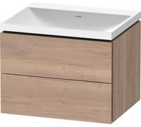 Duravit L-Cube conjunto en c suspendido, 2 cajones, sin rebosadero, sin agujero para grifo, 600x480x480mm, LC6950N55550000, Color: Decoración marmolada de roble