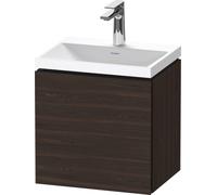 Duravit L-Cube conjunto en forma de c suspendido, 1 puerta, apertura a la izquierda, sin rebosadero, 1 agujero para grifo, 450x480x350mm, LC6948O69690000, Color: Nogal cepillado Chapa de madera autént