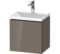Duravit L-Cube conjunto en forma de c suspendido, 1 puerta, apertura a la izquierda, sin rebosadero, 1 agujero para grifo, 450x480x350mm, LC6948O89890000, Color: Laca de color gris franela de alto bri