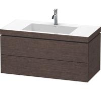 Duravit L-Cube conjunto encastrado a pared, 2 cajones, sin rebosadero, 1 agujero para grifo, 1000x500x480mm, LC6928O7272, Color: roble oscuro cepillado chapa de madera auténtica
