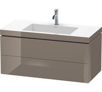 Duravit L-Cube conjunto encastrado a pared, 2 cajones, sin rebosadero, 1 agujero para grifo, 1000x500x480mm, LC6928O8989, Color: Laca de color gris franela de alto brillo