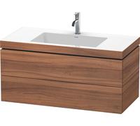 Duravit L-Cube conjunto encastrado a pared, 2 cajones, sin rebosadero, 1 agujero para grifo, 1000x500x480mm, LC6928O7979, Color: Nogal natural decorado