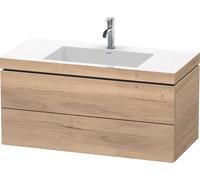 Duravit L-Cube conjunto encastrado a pared, 2 cajones, sin rebosadero, 1 agujero para grifo, 1000x500x480mm, LC6928O5555, Color: Decoración marmolada de roble