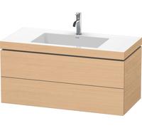 Duravit L-Cube conjunto encastrado a pared, 2 cajones, sin rebosadero, 1 agujero para grifo, 1000x500x480mm, LC6928O3030, Color: Decoración roble natural
