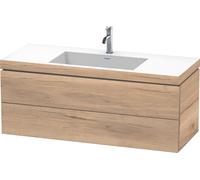 Duravit L-Cube conjunto encastrado a pared, 2 cajones, sin rebosadero, 1 agujero para grifo, 1200x500x480mm, LC6929O5555, Color: Decoración marmolada de roble