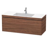 Duravit L-Cube conjunto encastrado a pared, 2 cajones, sin rebosadero, 1 agujero para grifo, 1200x500x480mm, LC6929O2121, Color: DecoraciÃ³n en nogal oscuro