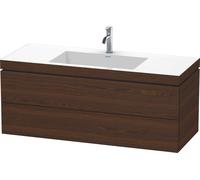 Duravit L-Cube conjunto encastrado a pared, 2 cajones, sin rebosadero, 1 agujero para grifo, 1200x500x480mm, LC6929O6969, Color: Nogal cepillado Chapa de madera auténtica