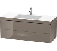 Duravit L-Cube conjunto encastrado a pared, 2 cajones, sin rebosadero, 1 agujero para grifo, 1200x500x480mm, LC6929O8989, Color: Laca de color gris franela de alto brillo