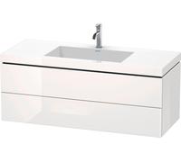 Duravit L-Cube conjunto encastrado a pared, 2 cajones, sin rebosadero, 1 agujero para grifo, 1200x500x480mm, LC6929O2222, Color: Decoración blanca de alto brillo