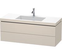 Duravit L-Cube conjunto encastrado a pared, 2 cajones, sin rebosadero, 1 agujero para grifo, 1200x500x480mm, LC6929O9191, Color: Taupe Mate DecoraciÃ³n