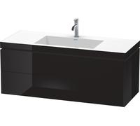 Duravit L-Cube conjunto encastrado a pared, 2 cajones, sin rebosadero, 1 agujero para grifo, 1200x500x480mm, LC6929O4040, Color: Laca negra de alto brillo