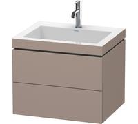 Duravit L-Cube conjunto encastrado a pared, 2 cajones, sin rebosadero, 1 agujero para grifo, 600x500x480mm, LC6926O4343, Color: Decoración Basalto Mate