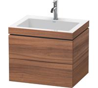 Duravit L-Cube conjunto encastrado a pared, 2 cajones, sin rebosadero, 1 agujero para grifo, 600x500x480mm, LC6926O7979, Color: Nogal natural decorado