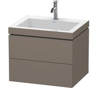 Duravit L-Cube conjunto encastrado a pared, 2 cajones, sin rebosadero, 1 agujero para grifo, 600x500x480mm, LC6926O9090, Color: Flanela Gris seda lacado mate