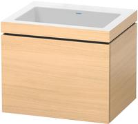 Duravit L-Cube conjunto encastrado suspendido, 1 extracción, sin rebosadero, sin agujero para grifo, 600x500x480mm, LC6916N7171, Color: Roble mediterráneo Chapa de madera auténtica