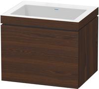 Duravit L-Cube conjunto encastrado suspendido, 1 extracción, sin rebosadero, sin agujero para grifo, 600x500x480mm, LC6916N6969, Color: Nogal cepillado Chapa de madera auténtica