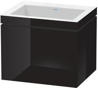 Duravit L-Cube conjunto encastrado suspendido, 1 extracción, sin rebosadero, sin agujero para grifo, 600x500x480mm, LC6916N4040, Color: Laca negra de alto brillo