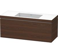 Duravit L-Cube conjunto encastrado suspendido, 1 extraíble, sin rebosadero, sin agujero para grifo, 1200x500x480mm, LC6919N6969, Color: Nogal cepillado Chapa de madera auténtica