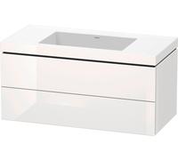 Duravit L-Cube conjunto encolado a pared, 2 cajones, sin rebosadero, sin agujero para grifo, 1000x500x480mm, LC6928N2222, Color: Decoración blanca de alto brillo