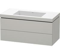 Duravit L-Cube conjunto encolado a pared, 2 cajones, sin rebosadero, sin agujero para grifo, 1000x500x480mm, LC6928N0707, Color: DecoraciÃ³n gris hormigÃ³n mate