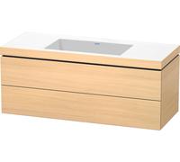 Duravit L-Cube conjunto encolado a pared, 2 cajones, sin rebosadero, sin agujero para grifo, 1200x500x480mm, LC6929N7171, Color: Roble mediterráneo Chapa de madera auténtica