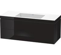 Duravit L-Cube conjunto encolado a pared, 2 cajones, sin rebosadero, sin agujero para grifo, 1200x500x480mm, LC6929N4040, Color: Laca negra de alto brillo