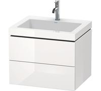 Duravit L-Cube conjunto encolado a pared, 2 cajones, sin rebosadero, sin agujero para grifo, 600x500x480mm, LC6926N8585, Color: Laca blanca de alto brillo