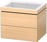 Duravit L-Cube conjunto encolado a pared, 2 cajones, sin rebosadero, sin agujero para grifo, 600x500x480mm, LC6926N7171, Color: Roble mediterráneo Chapa de madera auténtica