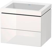 Duravit L-Cube conjunto encolado a pared, 2 cajones, sin rebosadero, sin agujero para grifo, 600x500x480mm, LC6926N2222, Color: Decoración blanca de alto brillo