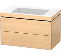 Duravit L-Cube conjunto encolado a pared, 2 cajones, sin rebosadero, sin agujero para grifo, 800x500x480mm, LC6927N7171, Color: Roble mediterráneo Chapa de madera auténtica