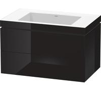Duravit L-Cube conjunto encolado a pared, 2 cajones, sin rebosadero, sin agujero para grifo, 800x500x480mm, LC6927N4040, Color: Laca negra de alto brillo