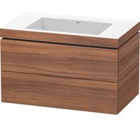 Duravit L-Cube conjunto encolado a pared, 2 cajones, sin rebosadero, sin agujero para grifo, 800x500x480mm, LC6927N7979, Color: Nogal natural decorado