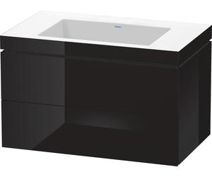 Duravit L-Cube conjunto encolado a pared, 2 cajones, sin rebosadero, sin agujero para grifo, 800x500x480mm, LC6927N4040, Color: Laca negra de alto brillo