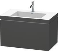 Duravit L-Cube conjunto encolado suspendido, 1 extraíble, sin rebosadero, 1 agujero para grifo, 800x500x480mm, LC6917O4949, Color: Grafito Mate Decoración