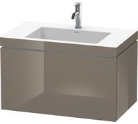 Duravit L-Cube conjunto encolado suspendido, 1 extraíble, sin rebosadero, 1 agujero para grifo, 800x500x480mm, LC6917O8989, Color: Laca de color gris franela de alto brillo