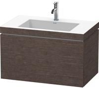 Duravit L-Cube conjunto encolado suspendido, 1 extraíble, sin rebosadero, 1 agujero para grifo, 800x500x480mm, LC6917O7272, Color: roble oscuro cepillado chapa de madera auténtica