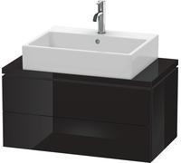 Duravit L-Cube mueble bajo lavabo para consola, Compacto, suspendido, 2 cajones, 820x400x477mm, LC580704040, Color: Laca negra de alto brillo