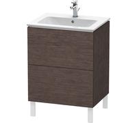 Duravit L-Cube mueble bajo lavabo, vertical, 2 extraíbles, 620x704x481mm, LC662507272, Color: roble oscuro cepillado chapa de madera auténtica