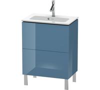 Duravit L-Cube Mueble de aseo vertical Compact, 2 cajones, anchura: 620mm, para Me by Starck 234263, LC667304747, Color: Laca de alto brillo Stone Blue
