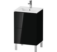 Duravit L-Cube mueble de baño de pie Compact, 2 cajones, anchura: 520mm, para Me by Starck 233653, LC667104040, Color: Laca negra de alto brillo