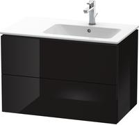 Duravit L-Cube Mueble de pared 82,0 x 48,1 cm, 2 cajones, para ME by Starck 234683 Lavabo derecha, LC629204040, Color: Laca negra de alto brillo
