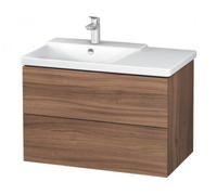 Duravit L-Cube Mueble de pared de 820mm de anchura, profundidad 481, 2 cajones, cabe \"P3 Comfort Artículo 233385, cuenca izquierda, LC624807979, Color: Nogal natural decorado