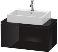 Duravit L-Cube Unidad de lavabo para consola, anchura 820mm, profundidad 477mm 1 extraíble, LC580204040, Color: Laca negra de alto brillo