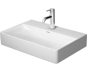 Duravit Lavabo para muebles DuraSquare Compact, 60x40cm, 1 agujero para grifo, sin rebosadero, parte inferior esmaltada y pulida, 2356600071, Color: Blanco
