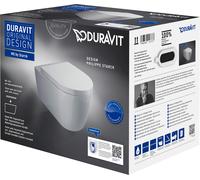 Duravit ME by Starck conjunto de inodoro suspendido, HygieneFlush descarga baja, incluido asiento de inodoro, blanco brillo intenso con DuraShield, 457909AAA1