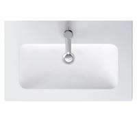 Duravit ME by Starck Lavabo compacto 63x40cm, 1 agujero para grifo, con rebosadero, con banco con agujero para grifo, 23426332001, Color: Seda blanca mate con Wondergliss
