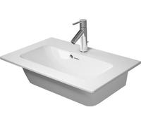 Duravit ME by Starck Lavabo compacto 63x40cm, sin agujero para grifo, con rebosadero, con banco con agujero para grifo, 2342633260, Color: Seda blanca mate