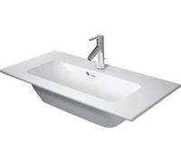 Duravit ME by Starck Lavabo compacto 83x40cm, sin agujero para grifo Overflow, con banco para grifo, 23428300601, Color: Blanco con Wondergliss
